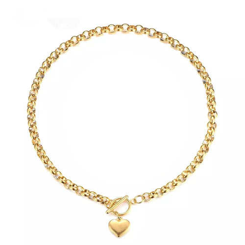 LKingel Gold Puffy Heart Choker Necklace for Women
