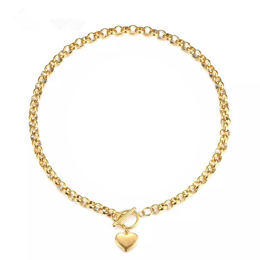LKingel Gold Puffy Heart Choker Necklace for Women
